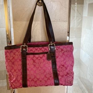 Coach Tote Bag hot pink used but in good shape